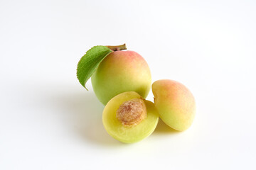 梅の実を白背景で