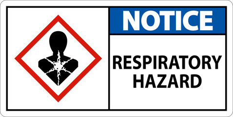 Notice Respiratory Hazard GHS Sign On White Background