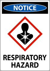 Notice Respiratory Hazard GHS Sign On White Background