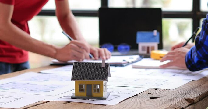 engineering, engineer, designer, businessman, blueprint, 4k, construction, professional, home, paperwork, architecture, drawing, mortgage loan, house, industry, project, design, civil, building, archi