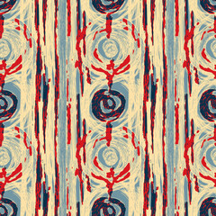 Classic marine blue red yellow seamless texture. Modern retro swim wear fashion allover print. Memphis style masculine grunge abstract background. High quality jpg swatch.