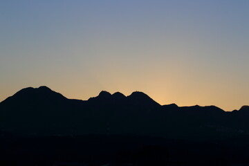群馬県榛名山　夕焼けシュルエット