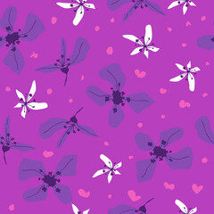 Obraz na płótnie Canvas Blooming floral meadow seamless pattern. Plant purple background for fashion, wallpapers, print.Trendy floral design