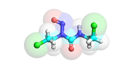 Carmustine, anticancer drug, 3D molecule