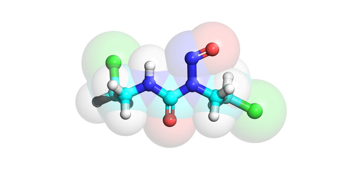 Carmustine, anticancer drug, 3D molecule