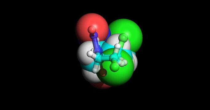 Carmustine, anticancer drug, 3D molecule, spinning 4K