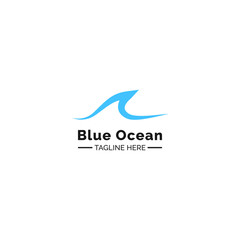 blue ocean wave logo design vector illustration