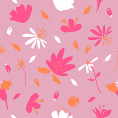Blooming floral meadow seamless pattern. Plant background for fashion, wallpapers, print.Trendy floral design