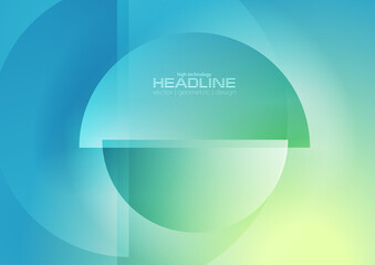 Yellow blue circles abstract futuristic glowing background. Geometric vector design