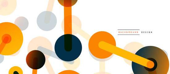 Abstract background. Round dots connected by lines. Trendy techno business template for wallpaper, banner, background or landing