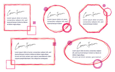 透明水彩タッチの囲み罫　赤色