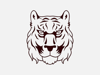 Tiger head logo on white isolated background. Vector clipart illustration.