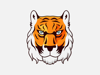 Tiger head colors logo on white isolated background. Vector clipart illustration.