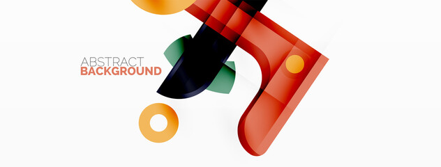 Minimalist geometric abstract background. Lines, circles with shadow effects composition wallpaper design