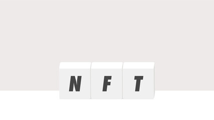 NFTの文字が入ったブロックのイラスト - シンプルでおしゃれな非代替性トークンの略称の素材
