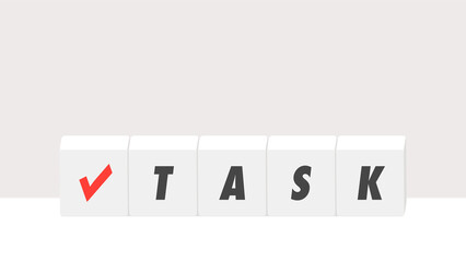 レ点とTASKの文字が入ったブロックのイラスト - シンプルでおしゃれなプロジェクト管理の素材
