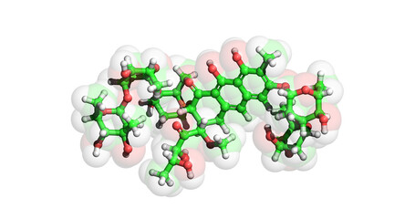 Plicamycin, anticancer drug, 3D molecule