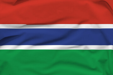 Gambia national flag, folds and hard shadows on the canvas
