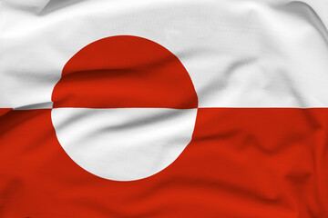 Greenland national flag, folds and hard shadows on the canvas