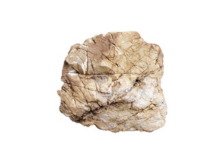 Rock with cracked texture isolated on white background , clipping path
