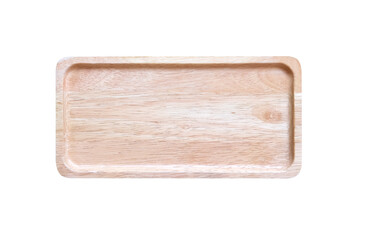 Wood tray top view isolated on white background and clipping path  top view