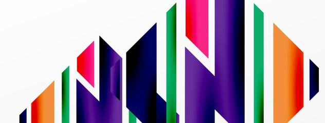 Minimal geometric abstract background. Dynamic 3d lines composition. Trendy techno business template for wallpaper, banner, background or landing