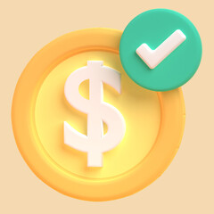 Done Payment in 3D render for Graphic Asset Web Presentation or Other