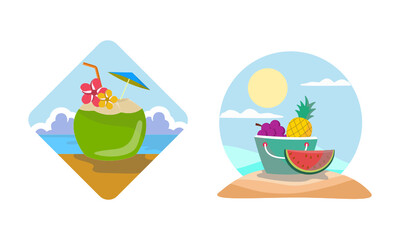Summer beach logo design template