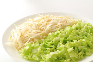 食物繊維たっぷりヘルシーもやしとキャベツのサラダ