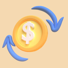 Exchange in 3D render for Graphic Asset Web Presentation or Other