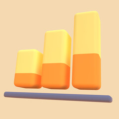 Graph in 3D render for Graphic Asset Web Presentation or Other