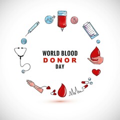 World blood donor day and medical elements design