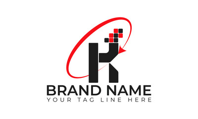 K letter logo or icon design. k logo with technology logo.