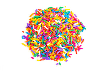 Bright Rainbow Sprinkles on a White Background