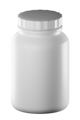 3D rendering sport protein powder bottle for fitness product packaging mockup illustration. Realistic healthcare product plastic bottle mockup