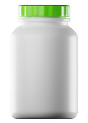 3D rendering sport protein powder bottle for fitness product mockup illustration. Realistic healthy product plastic bottle packaging mockup