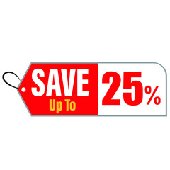 Save up to 25 Percentage off promotion TAG.
