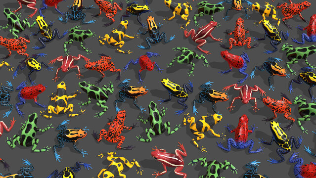 Poison Dart Frogs 3D Rendered