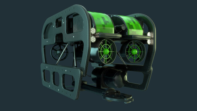 Deep Sea Remote Operated Vehicle (ROV) 3D Rendered