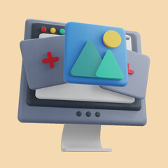 Image in 3D render for Graphic Asset Web Presentation or Other