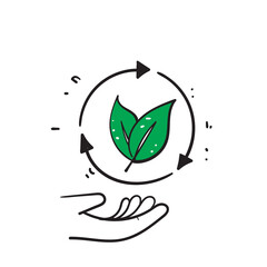 Obraz premium hand drawn doodle organic recycle icon illustration vector