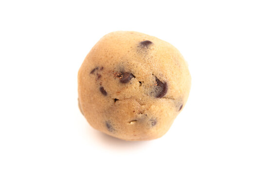 Balls of Raw Chocolate Chip Cookie Dough Isolated on a White Background