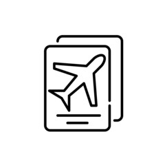 International travel passport with plane symbol. Pixel perfect, editable stroke line icon