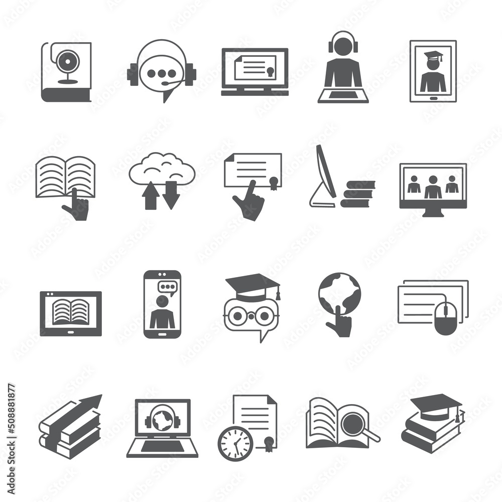 Poster online education line icon. concept of training and studying course. lecture or webinar. internet se