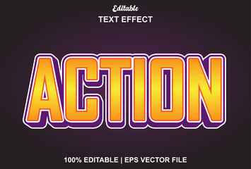 action text effect with purple background and editable.