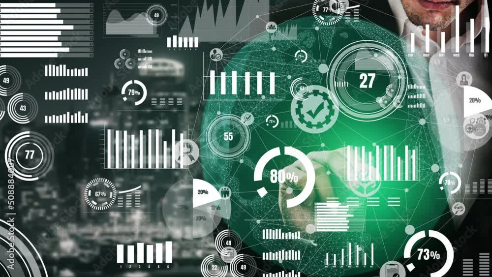 Poster conceptual business dashboard for financial data analysis . 3d render computer graphic .