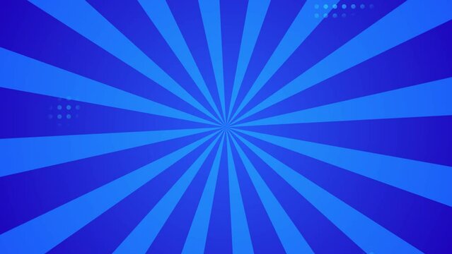 Retro radial background with Halftone animation - Cartoon comic style background blue color