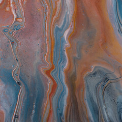 Abstract fluid art in acrylic paint in rusty earthy colours