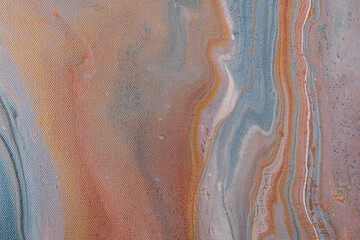 Abstract fluid art in acrylic paint in rusty earthy colours