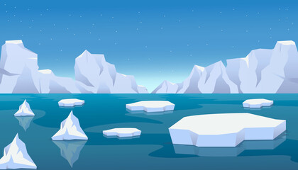 arctic ice landscape with a broken icebergs and floating ice on the sea. global warming effect © Slow Area
